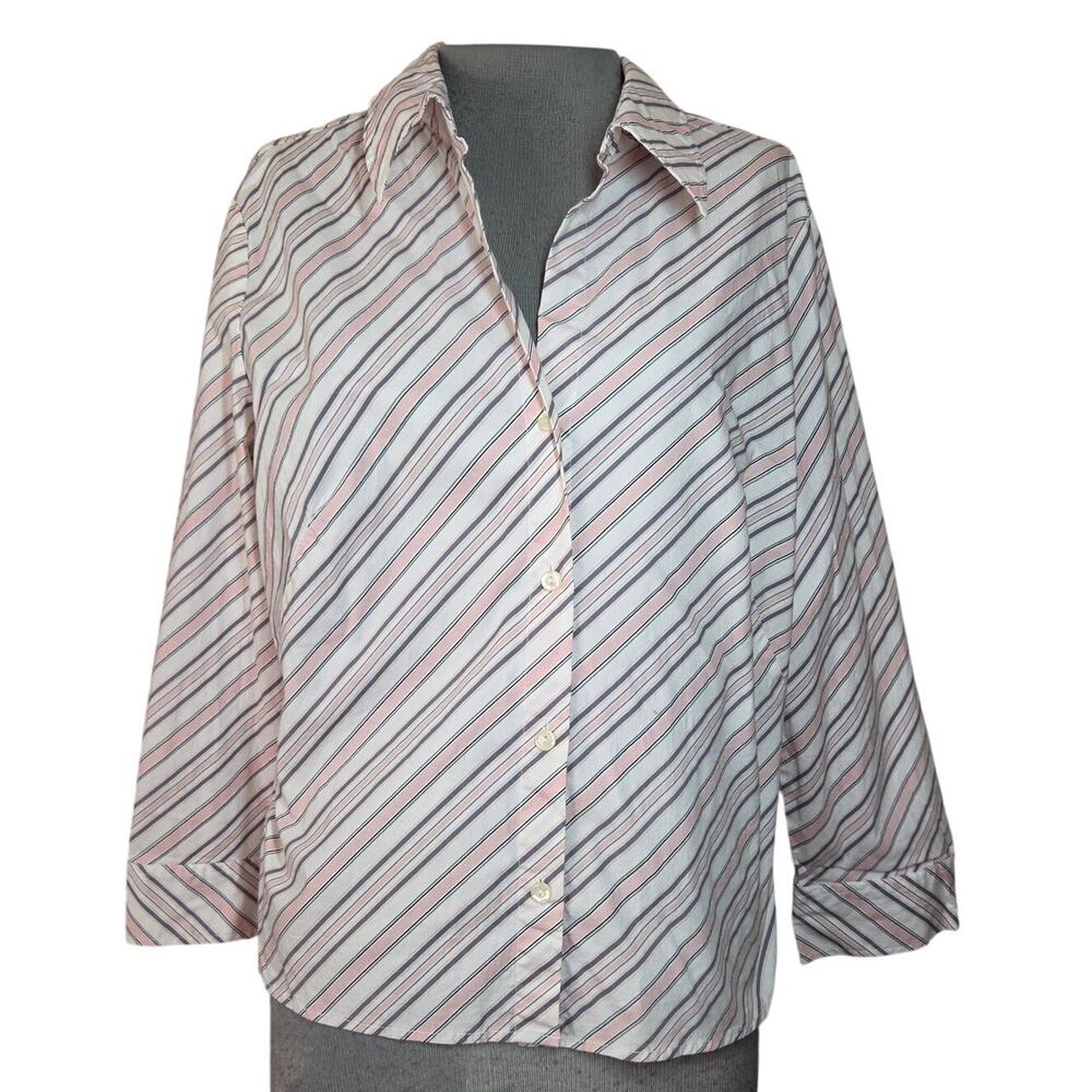 Stretch Button Down Striped Blouse Size XL